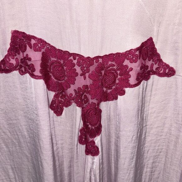 Free People L Perfect Morning One Piece Jumpsuit Pink Lace V Neck Long Sleeve - Picture 12 of 16